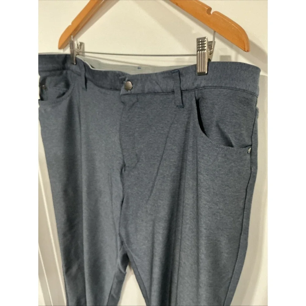 Adidas Men Golf Pants 42x32 Solid Blue Straight Leg Athletic Performance